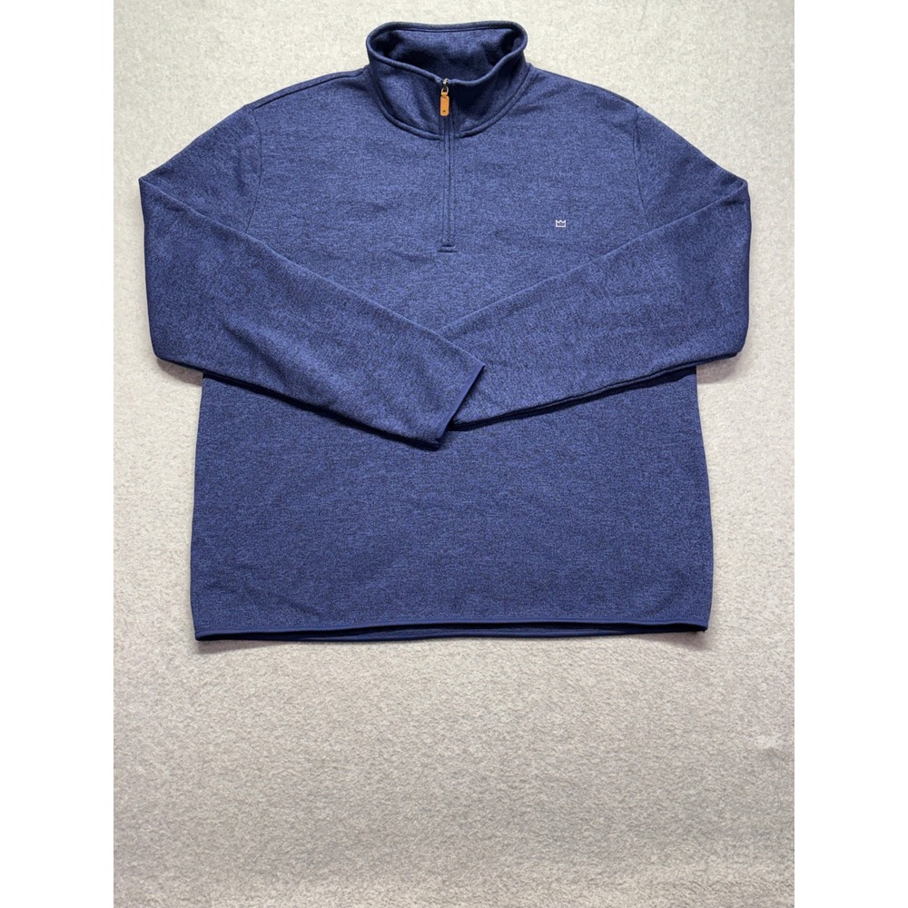 Crown‎ & Ivy Mens Quarter Zip Pullover Sweater Blue Heather Mock Neck Large